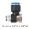Pu Hose Fitting Tee 12mm X 1/4